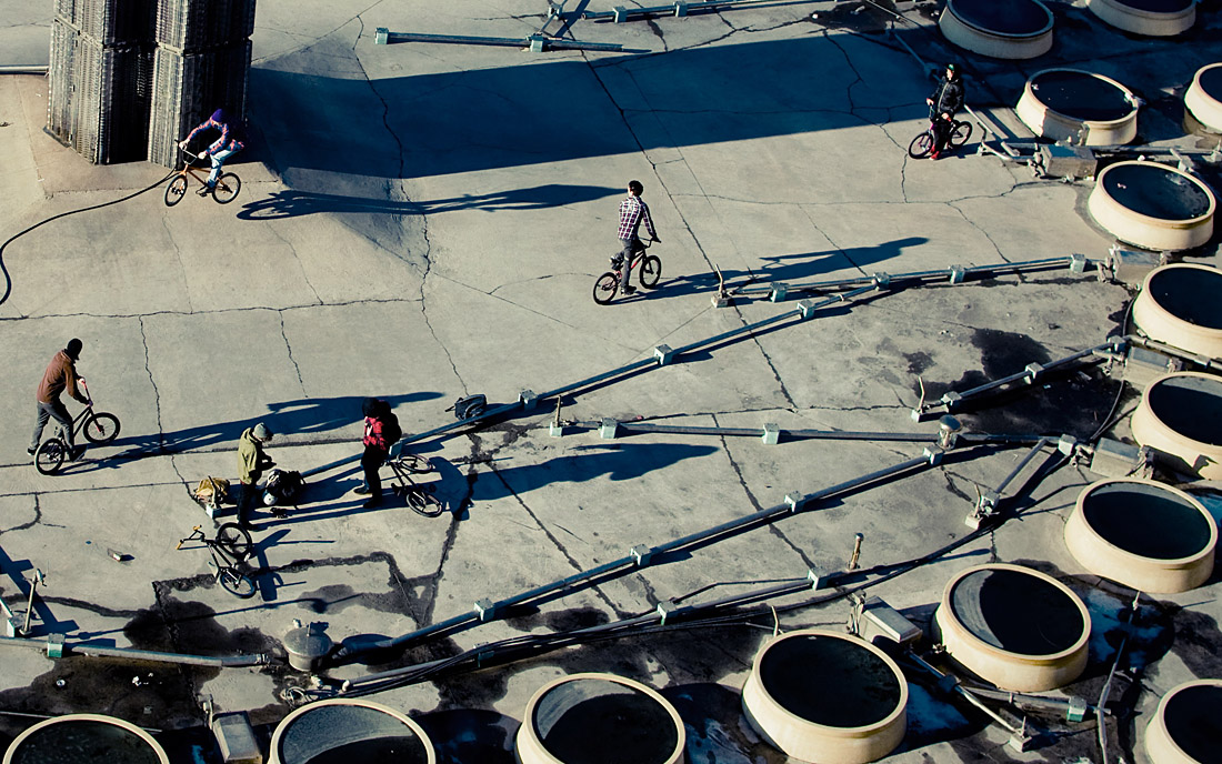 Biking around the fountain