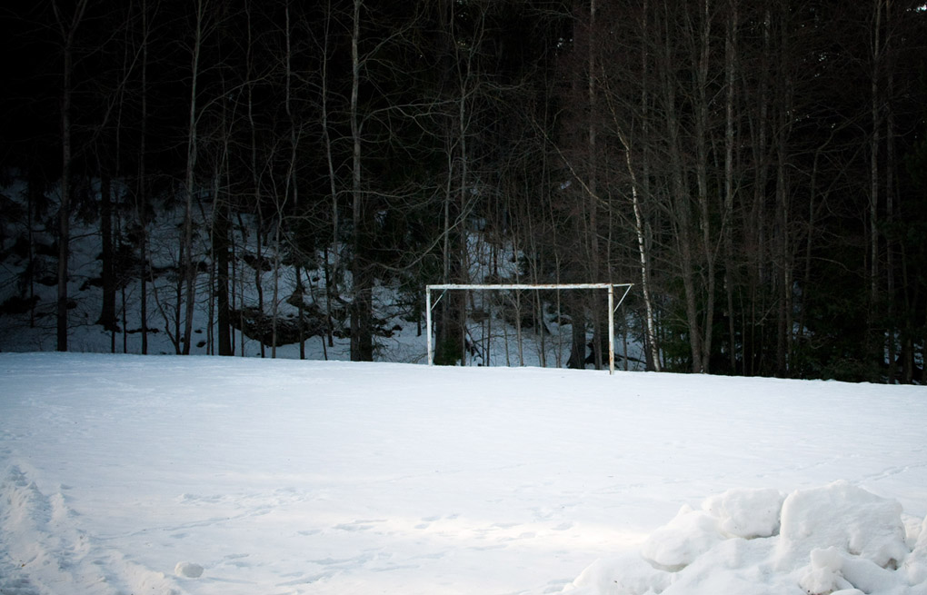 A football goal longing for spring