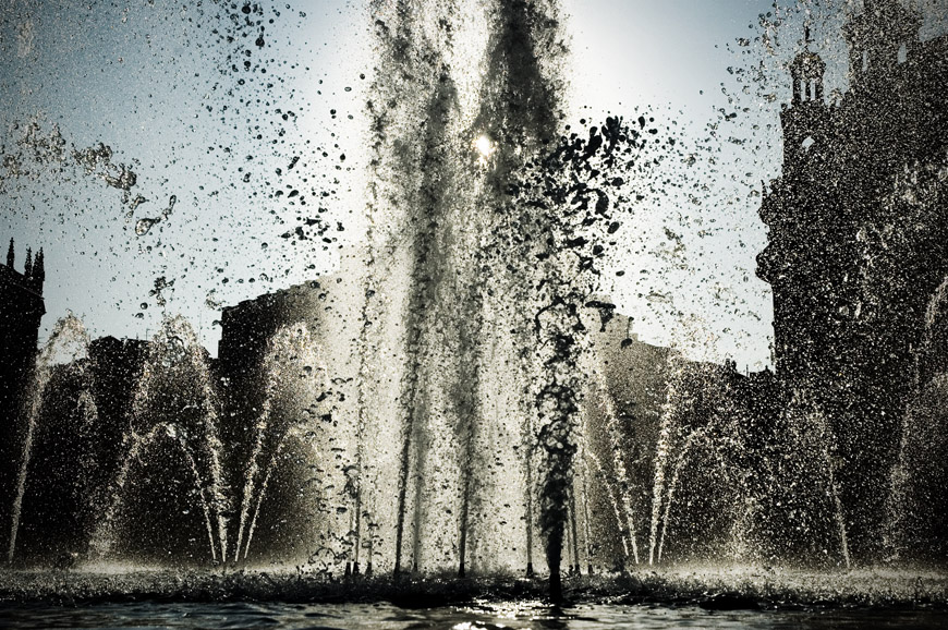 Barcelona fountain water splash